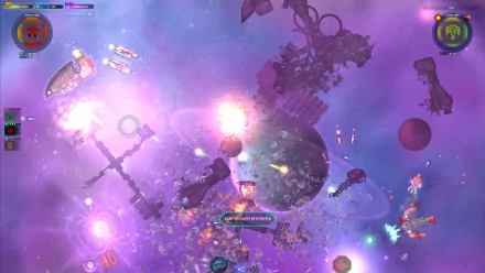 HD desktop wallpaper showcasing a vibrant space battle scene with ships and debris, illustrating a theme of space pirates and zombies.