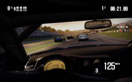 HD desktop wallpaper of Need for Speed: Shift 2 Unleashed, showing a first-person view from inside a racing car on the track.