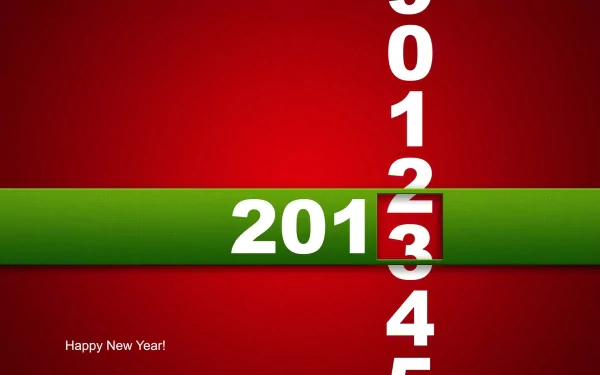 HD PC desktop wallpaper with a holiday theme featuring the transition from 2012 to New Year 2013 on a red and green background.