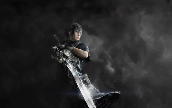 Final Fantasy Versus XIII character with sword, set against a dark, smoky backdrop - HD wallpaper.