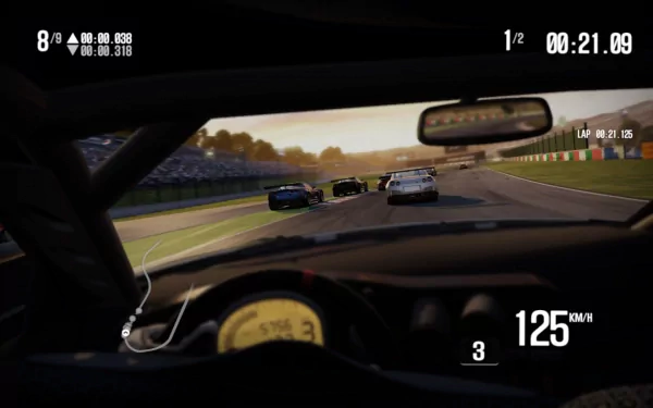 HD desktop wallpaper of Need for Speed: Shift 2 Unleashed, showing a first-person view from inside a racing car on the track.