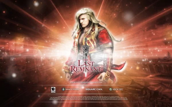 HD desktop wallpaper featuring an illustrated character from The Last Remnant video game, with a radiant, mystical backdrop.