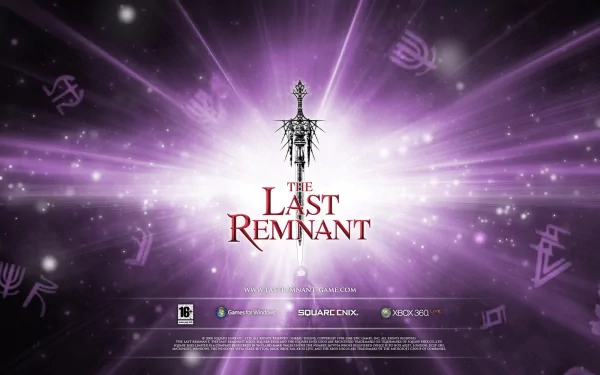 HD desktop wallpaper and background featuring the title The Last Remnant with radiant purple hues and symbolic glyphs.