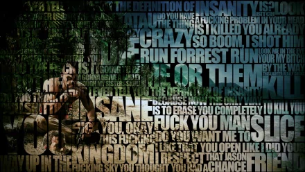 A dynamic HD wallpaper from Ubisoft's Far Cry 3, featuring intense quotes and a jungle backdrop that captures the game's thrilling atmosphere and themes of insanity and survival.