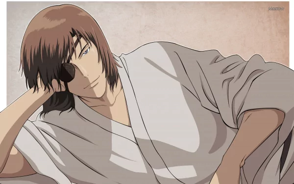 HD desktop wallpaper featuring Date Masamune from the anime and manga series Sengoku Basara. The samurai hero is depicted reclining in a relaxed pose, adding an air of calmness and strength.