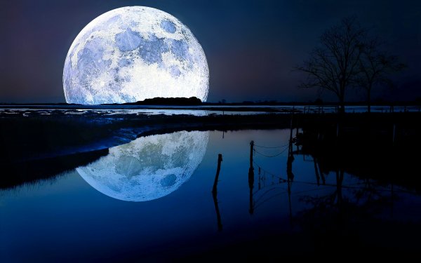 Terre/Nature Réflection Lune Horizon Lac Bleu Fond d'écran HD | Image