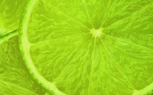 HD PC desktop wallpaper featuring a close-up of vibrant green lime slices highlighting their texture and juice.