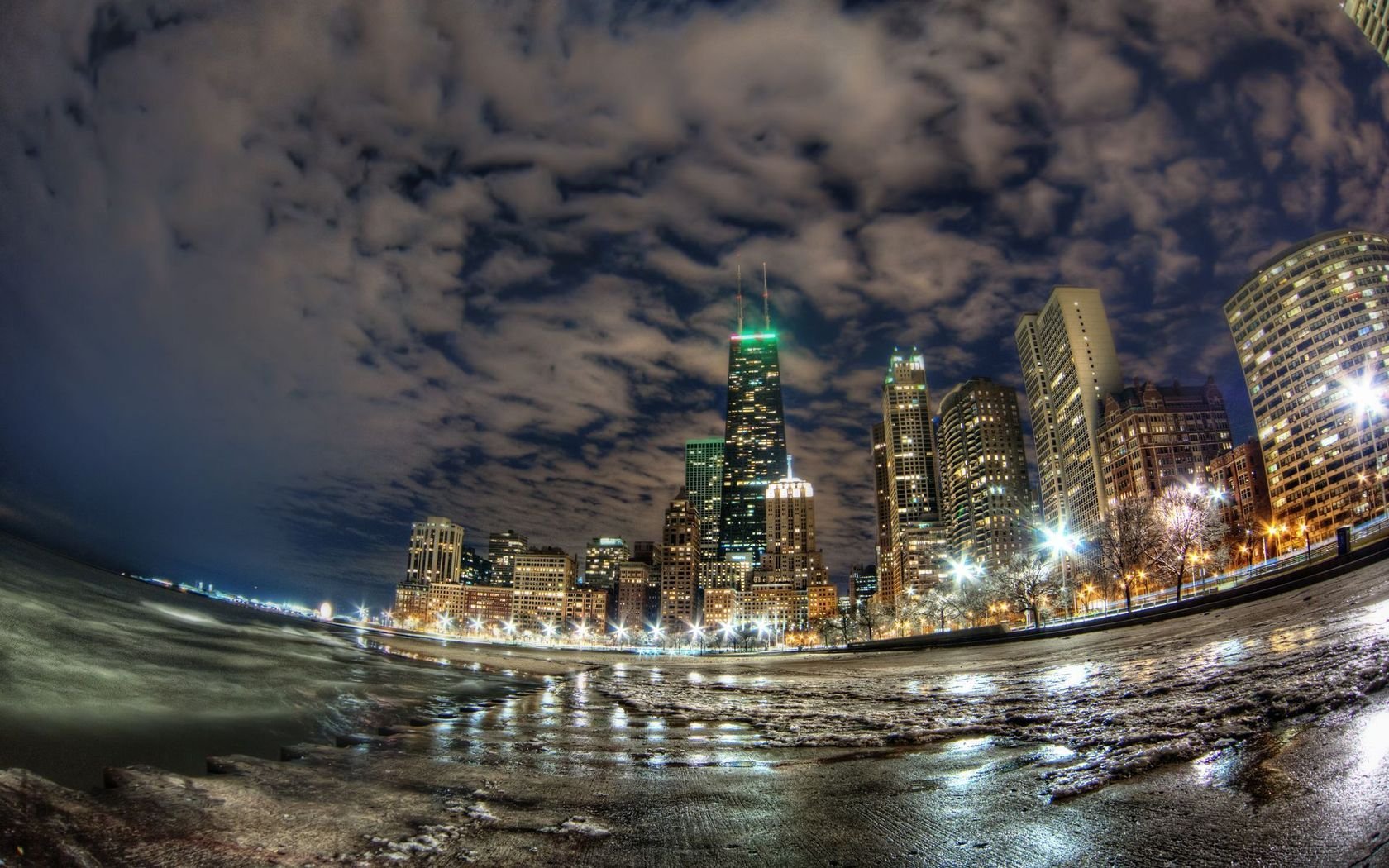 Download Fisheye Man Made Chicago Wallpaper