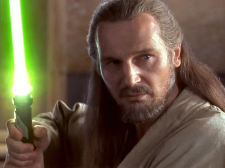 green lightsaber glow Jedi lightsaber beard Star Wars Qui-gon Jinn Liam Neeson movie Star Wars: Episode I - The Phantom Menace HD Desktop Wallpaper | Background Image