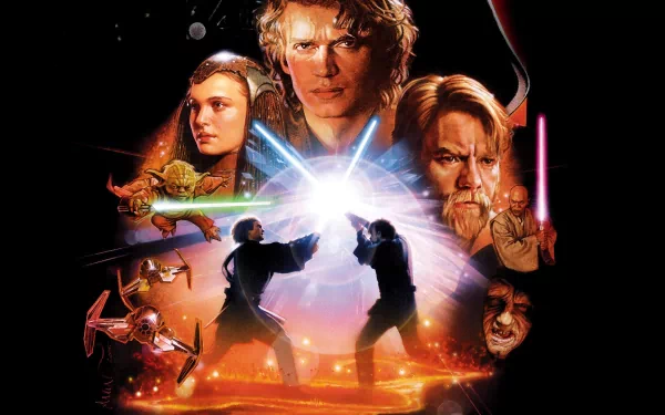 Emperor Palpatine Mace Windu Yoda Obi-Wan Kenobi Anakin Skywalker movie Star Wars Episode III: Revenge Of The Sith HD Desktop Wallpaper | Background Image