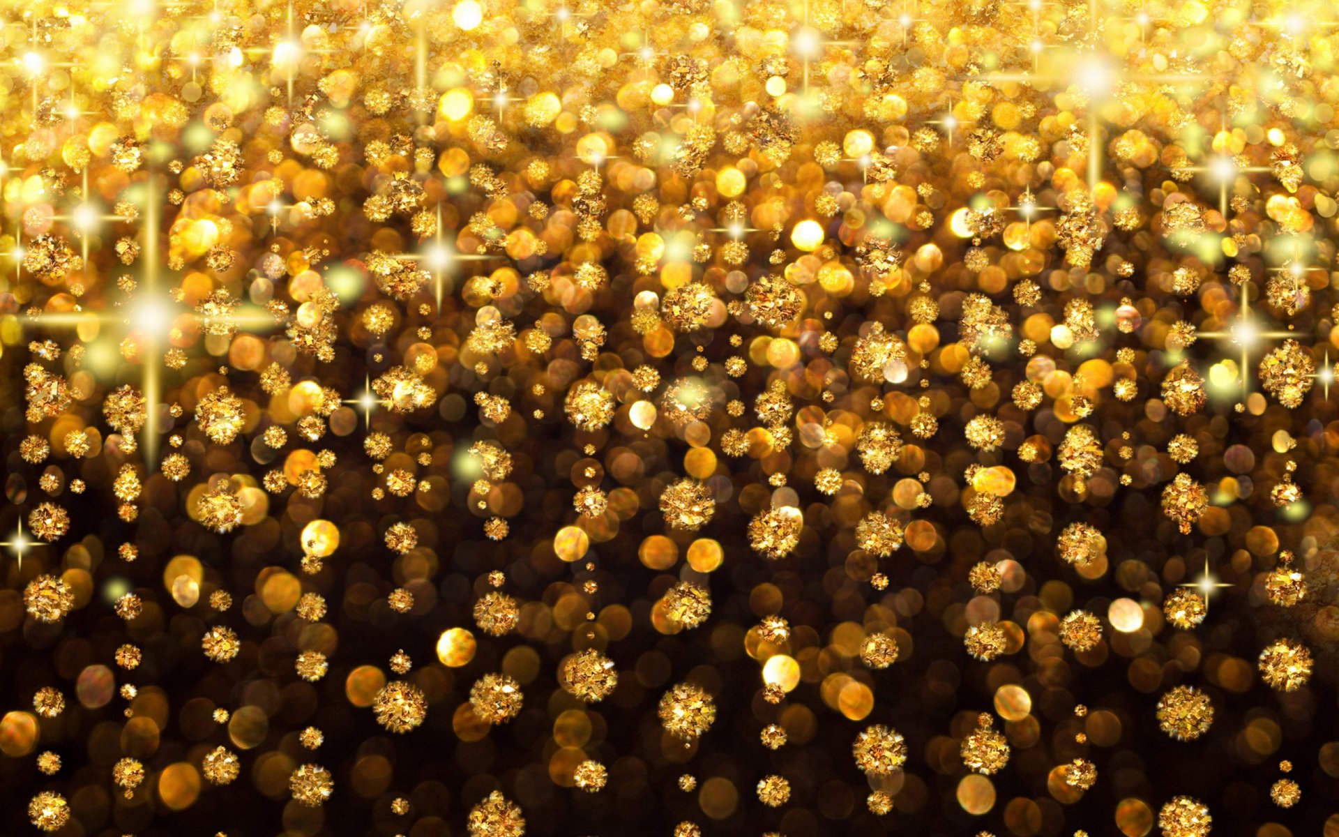 Abstract yellow glittering particles cascade in this vibrant HD PC desktop wallpaper, creating a sparkling and dynamic background effect.