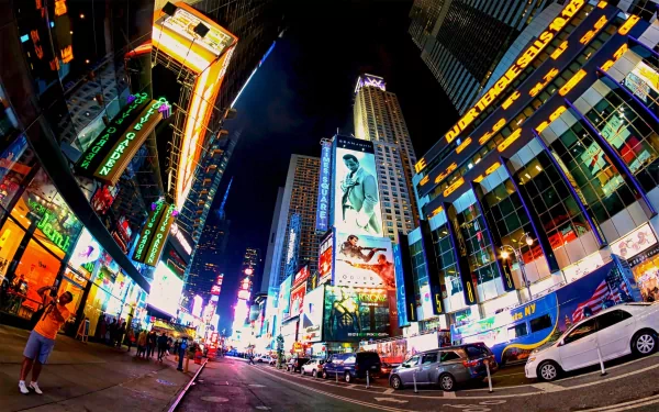 fisheye New York Manhattan man made Times Square HD Desktop Wallpaper | Background Image