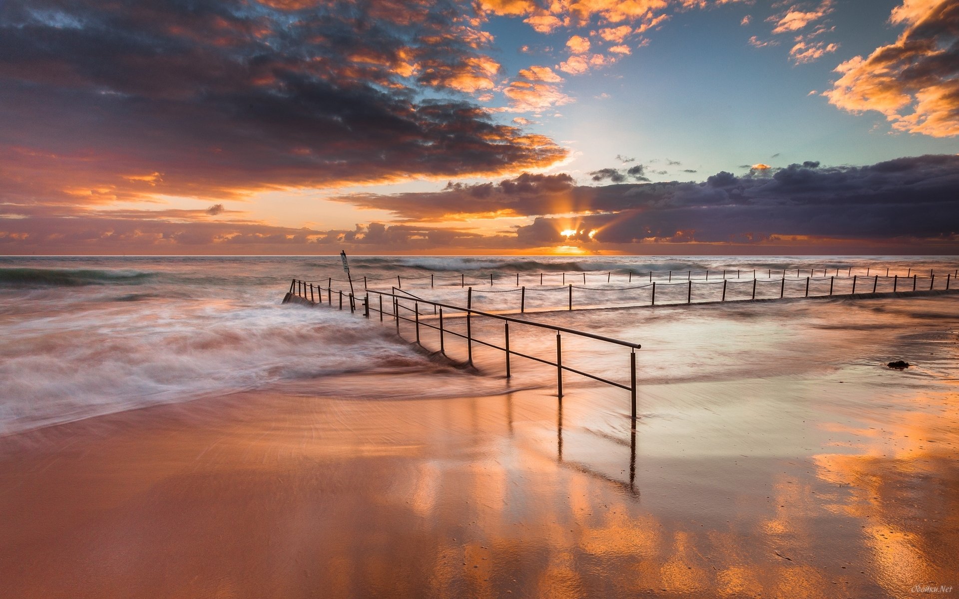 Tranquil ocean sunset hd wallpaper