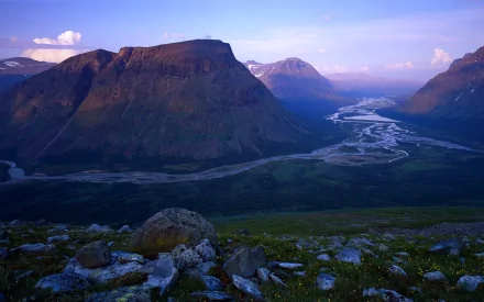 Rapa River Sarek National Park Sweden valley stone river nature mountain HD Desktop Wallpaper | Background Image