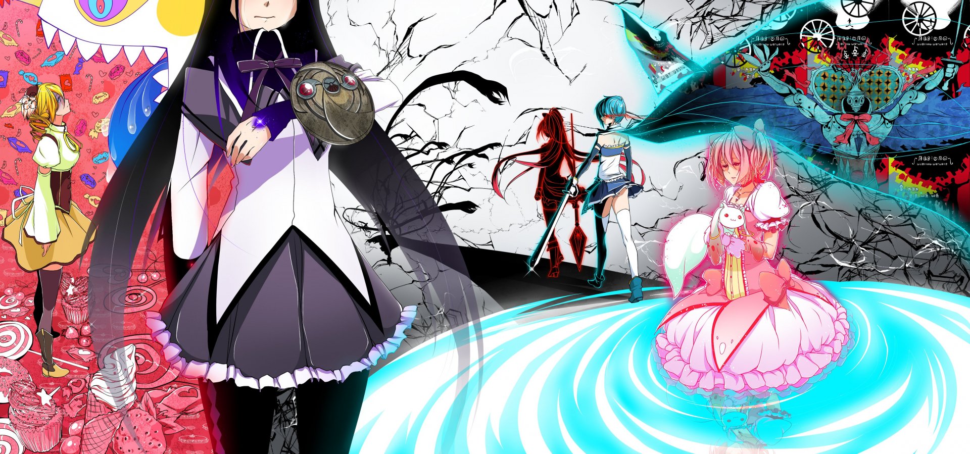 Download Kyuubey (Puella Magi Madoka Magica) Sayaka Miki Mami Tomoe Kyōko Sakura Madoka Kaname Homura Akemi Anime Puella Magi Madoka Magica 4k Ultra HD Wallpaper