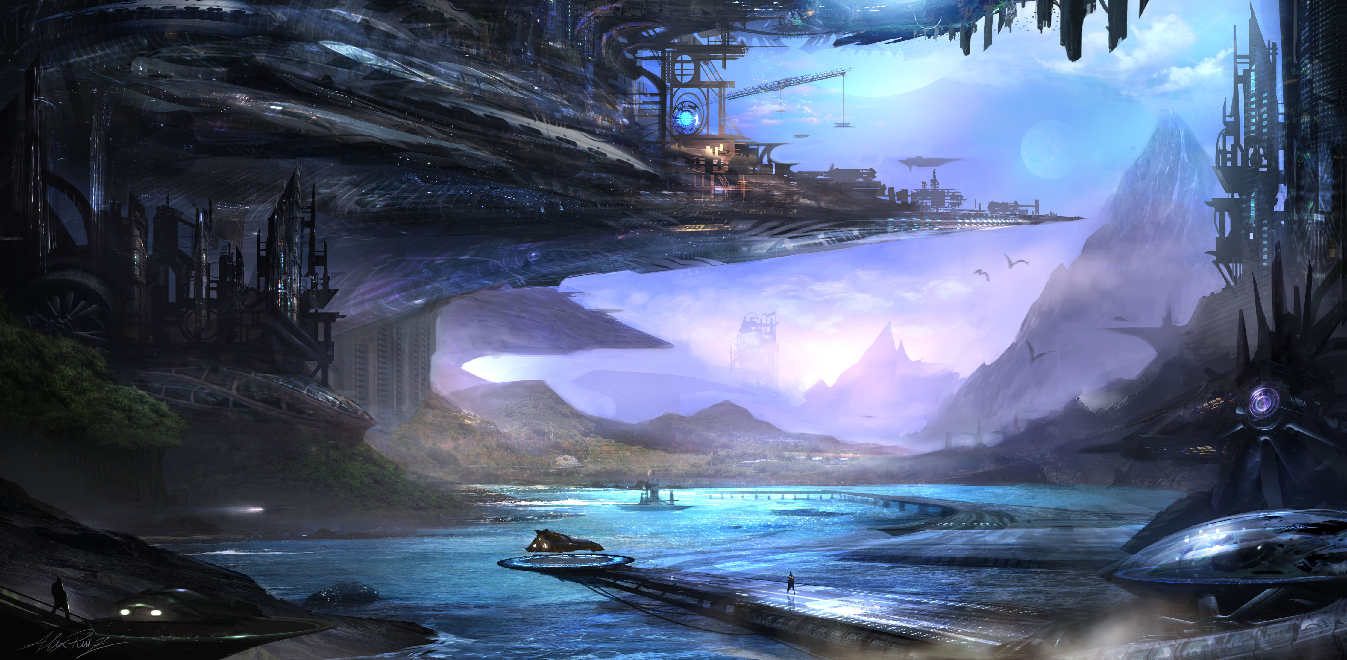 Sci Fi Landscape 4k Ultra HD Wallpaper by Alex Ruiz