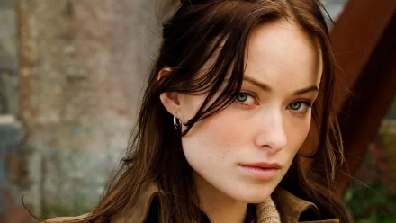 HD PC desktop wallpaper featuring a close-up portrait of celebrity Olivia Wilde with soft lighting and a natural background.