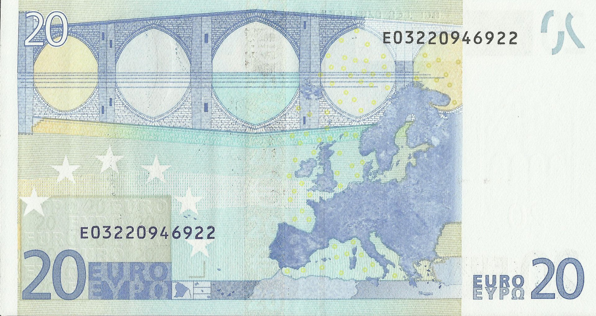 HD desktop wallpaper featuring a close-up, man-made design of a Euro banknote with map details and security elements.