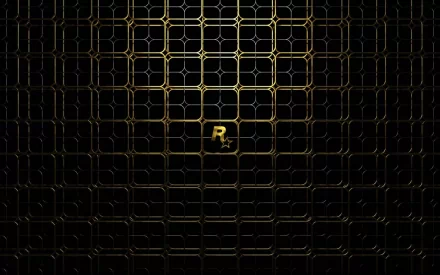 Artistic 3D HD PC desktop wallpaper featuring an intricate grid pattern with glowing golden lines and a central emblem, set against a dark background.