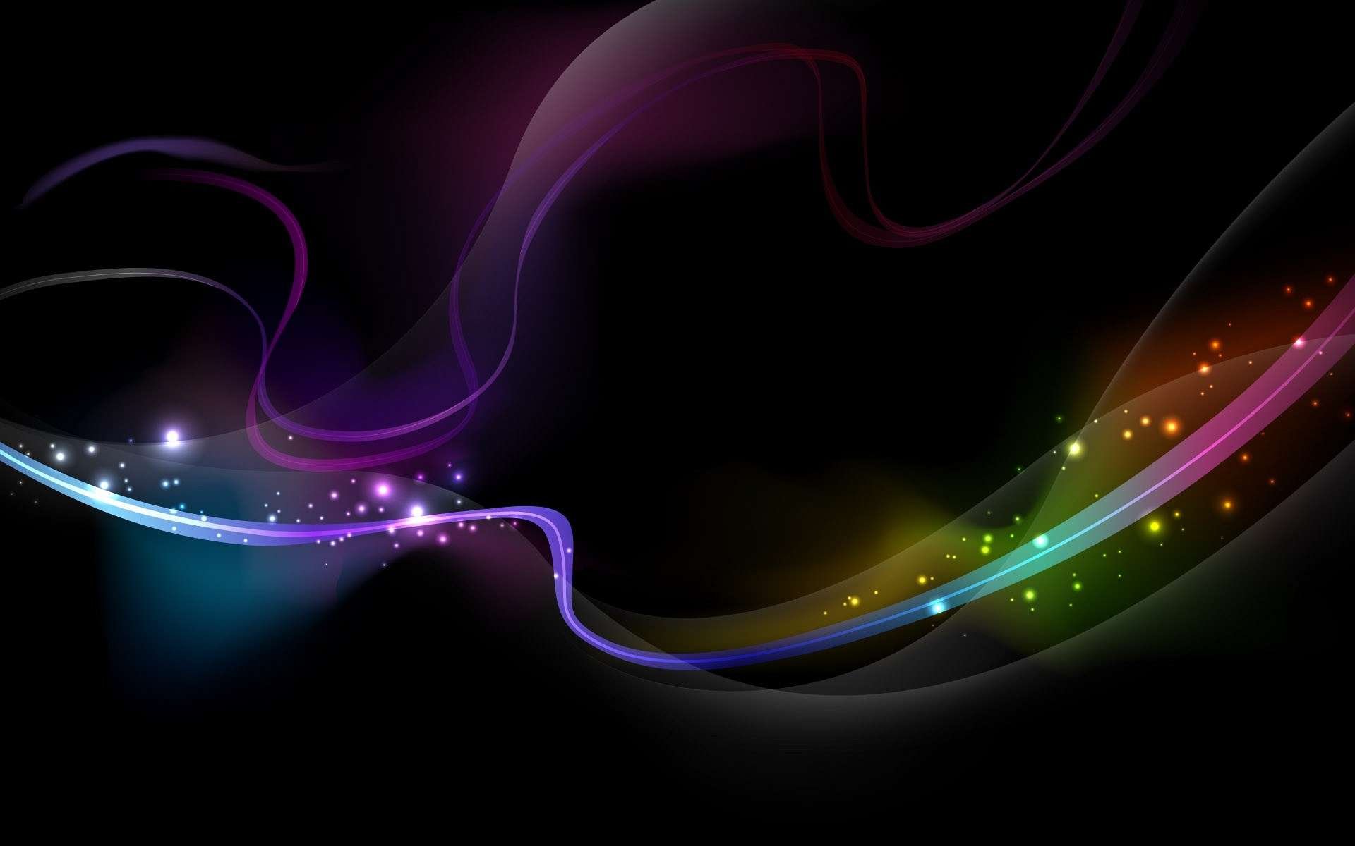 An abstract artistic depiction of flowing waves in vibrant colors against a black background, designed as a high-definition PC desktop wallpaper and background.