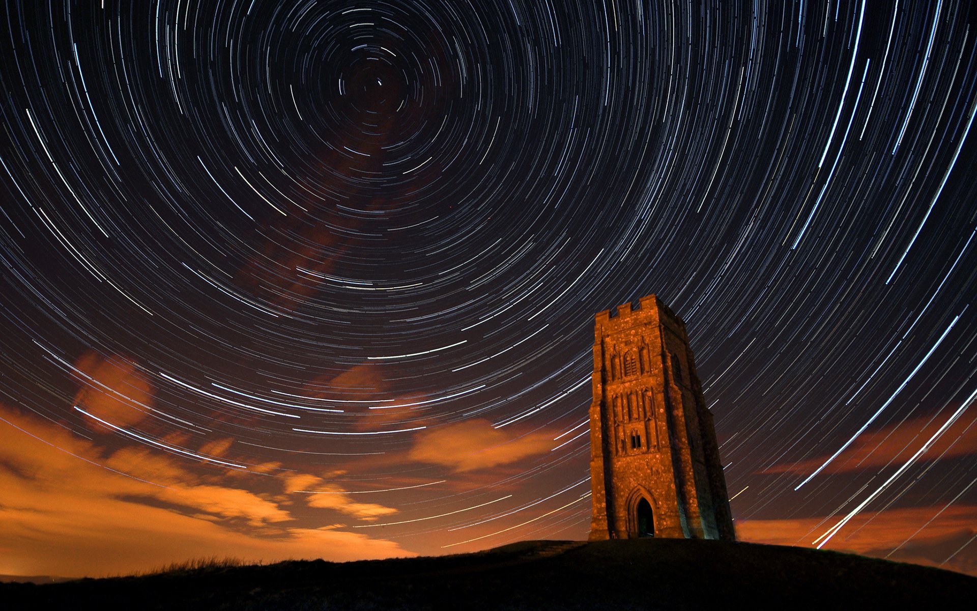 Download Building Nature Star Trail HD Wallpaper