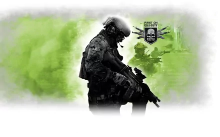 A striking HD wallpaper featuring a soldier from Call of Duty: Modern Warfare 3, set against a dramatic green smoke background, capturing the intensity of the game.