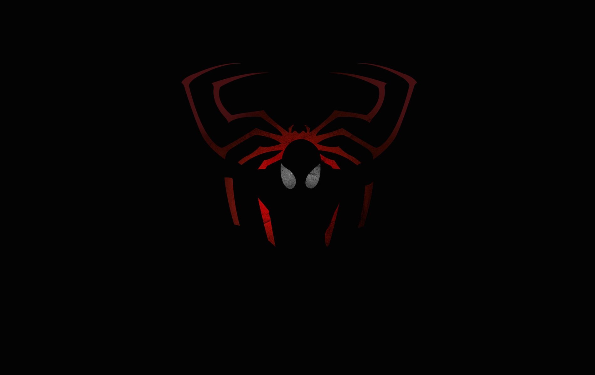 HD PC desktop wallpaper featuring a dark, stylized Spider-Man emblem with glowing red and black comic-inspired design.