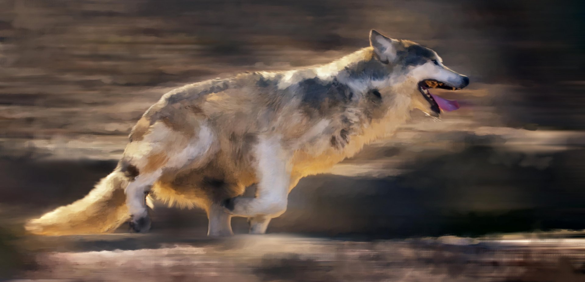 Majestic Wolf in Motion – HD Animal Wallpaper | 4167x2015 | Wallpaper Abyss
