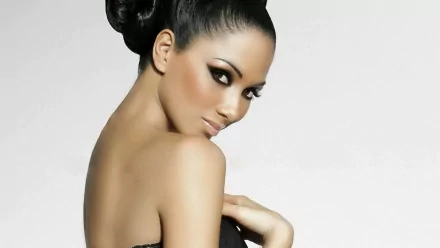 HD PC desktop wallpaper featuring Nicole Scherzinger with an elegant hairstyle, showcasing her as a prominent figure in music.