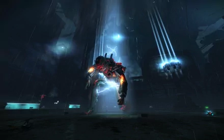 HD wallpaper featuring a robotic figure in a futuristic setting with dramatic lighting, tagged with hard reset.