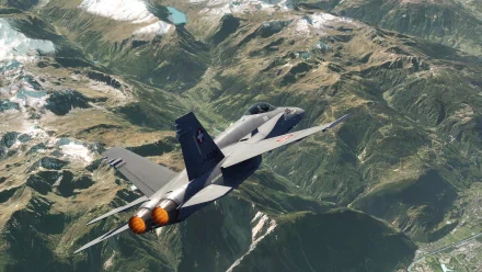 HD Aerofly FS game wallpaper featuring a jet soaring above mountainous terrain for a desktop background.
