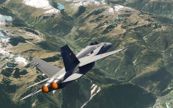 HD Aerofly FS game wallpaper featuring a jet soaring above mountainous terrain for a desktop background.