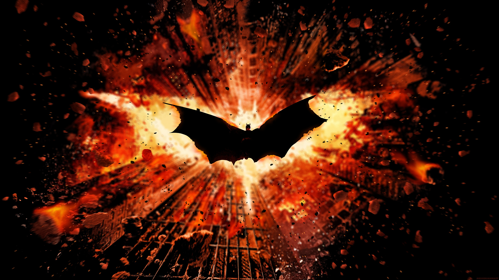 Dark Knight Bat Symbol In Flames