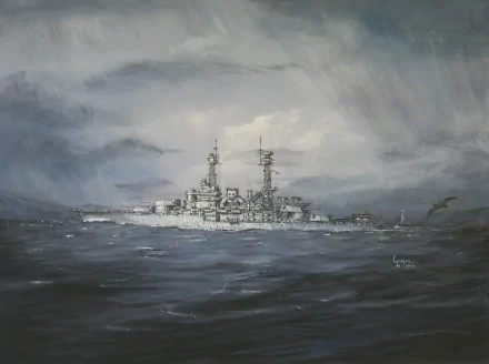 HD PC desktop wallpaper of the battleship USS South Dakota (BB-57) steaming through choppy seas under a cloudy sky — military warship background.