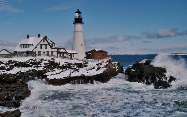 Man Made Lighthouse Buildings Maine HD Wallpaper | Background Image