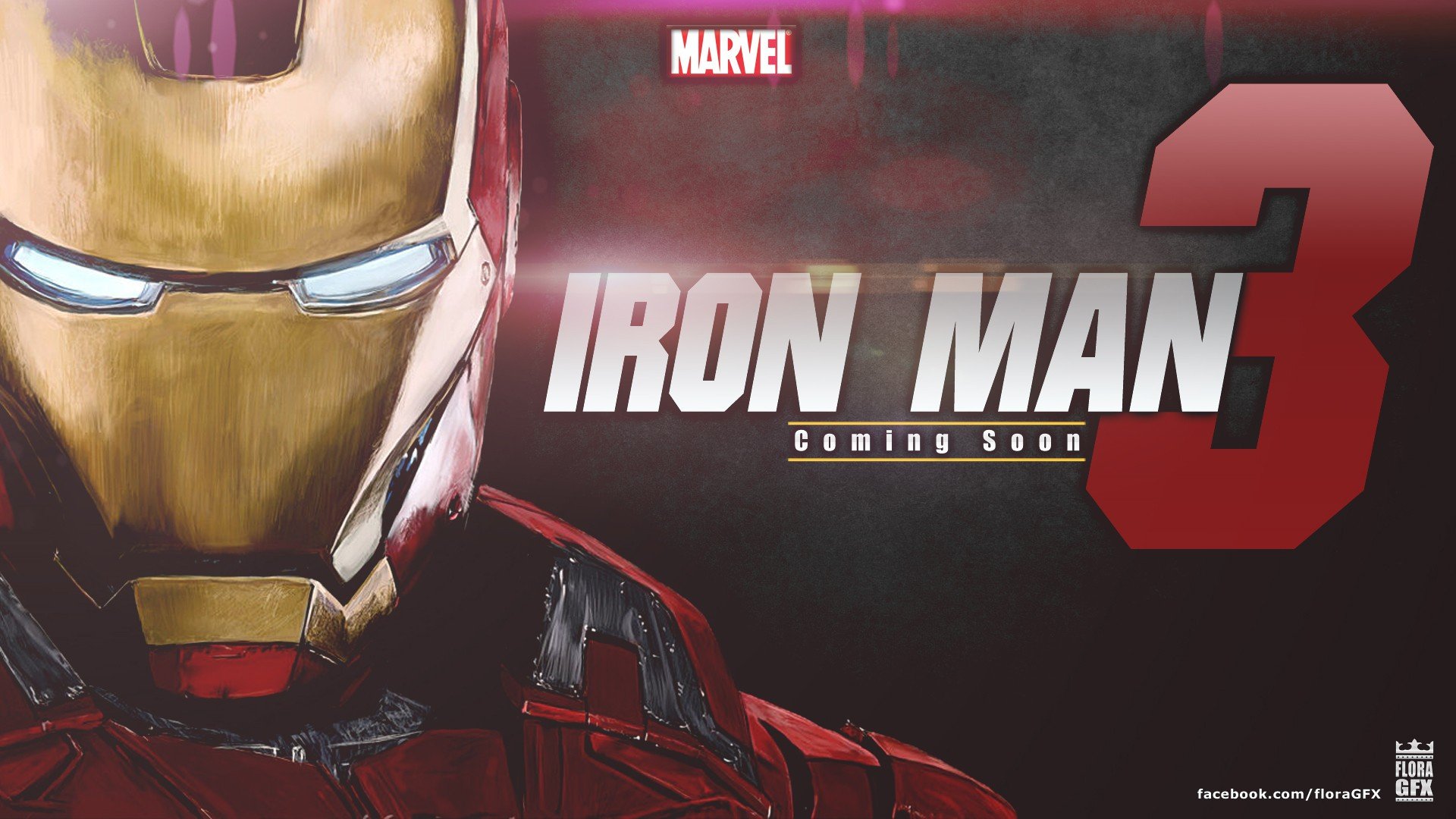 HD desktop wallpaper featuring Iron Man from Iron Man 3, showcasing the iconic superhero in a dynamic pose with the movie title prominently displayed.
