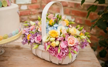 rose basket man made flower HD Desktop Wallpaper | Background Image