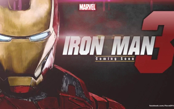 HD desktop wallpaper featuring Iron Man from Iron Man 3, showcasing the iconic superhero in a dynamic pose with the movie title prominently displayed.