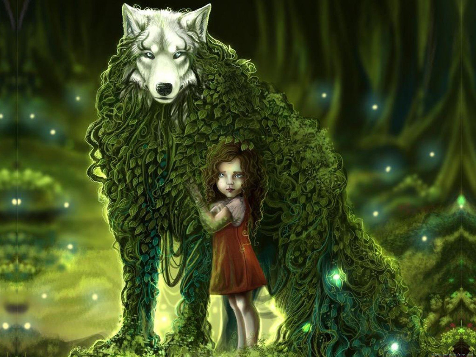 Download Fantasy Wolf Forest Spirit Wallpaper