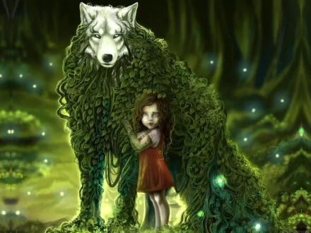 fantasy wolf forest spirit HD Desktop Wallpaper | Background Image