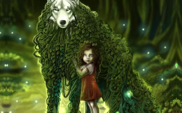 fantasy wolf forest spirit HD Desktop Wallpaper | Background Image