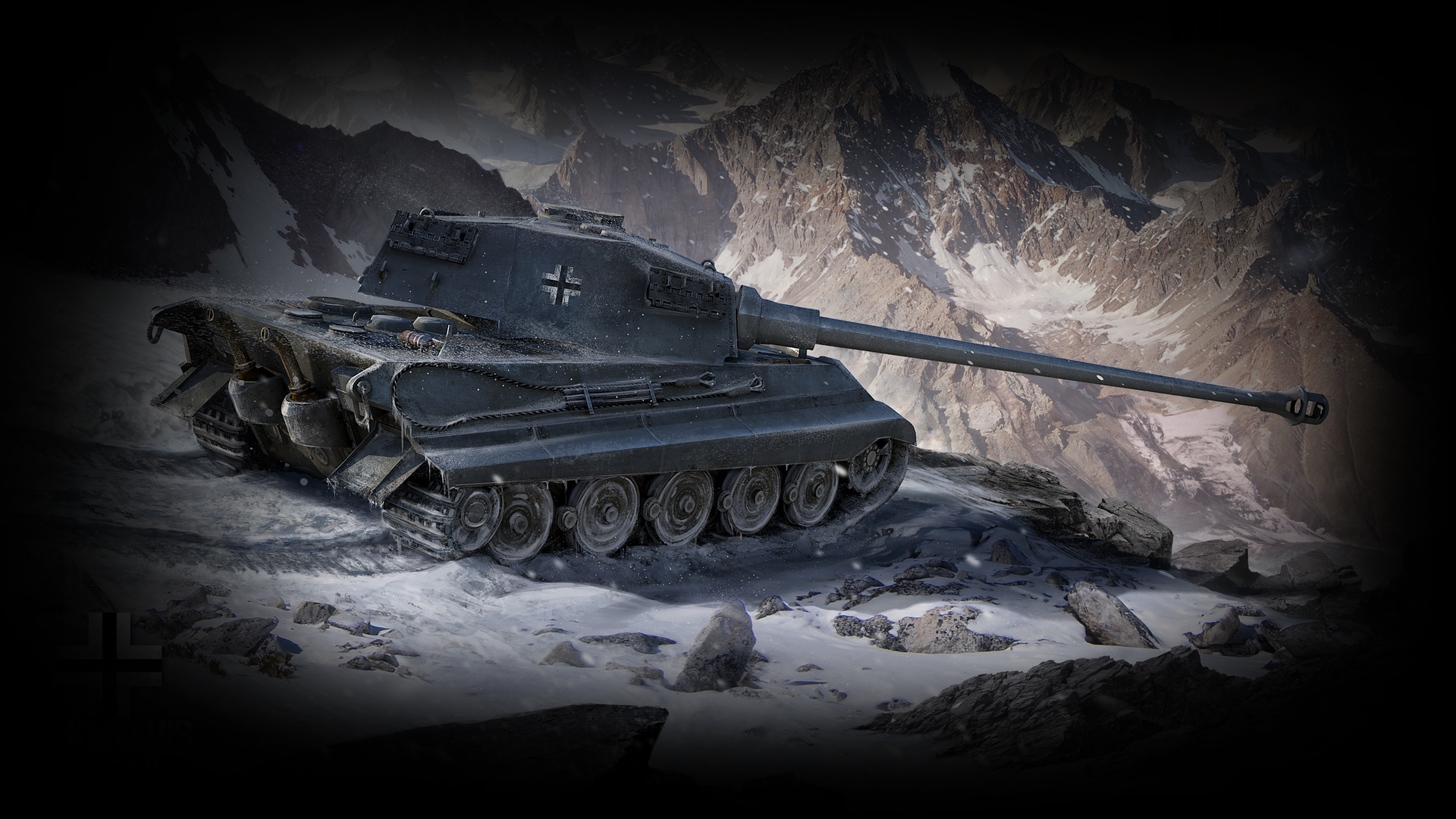 A high-definition wallpaper featuring a tank from World of Tanks, set against a dramatic mountainous backdrop, showcasing the game's immersive military themes.