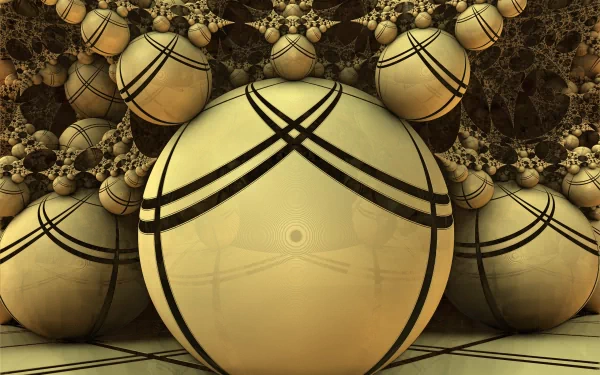 Abstract 3D CGI artwork featuring intricate brown fractals and an arrangement of spheres. This high-definition image serves as a striking desktop wallpaper and background.