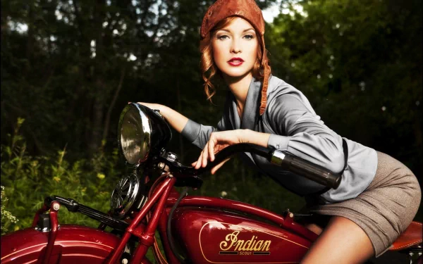 Indian Scout woman Girls &amp; Motorcycles HD Desktop Wallpaper | Background Image