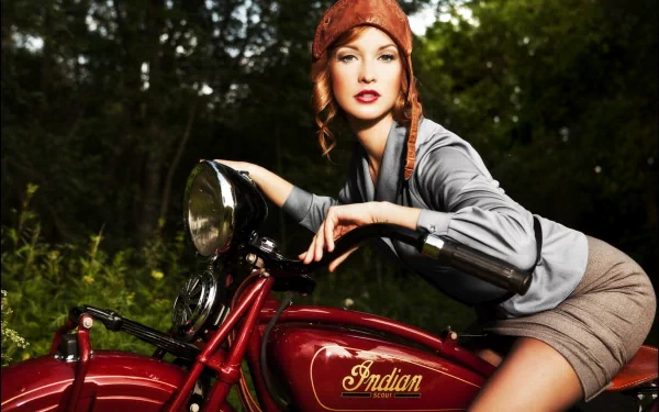Indian Scout woman Girls & Motorcycles HD Desktop Wallpaper | Background Image