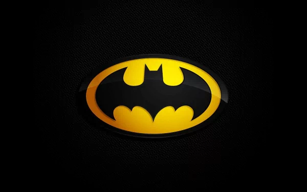 HD PC desktop wallpaper featuring the iconic Batman symbol in yellow and black, representing the Batman logo from the movie.
