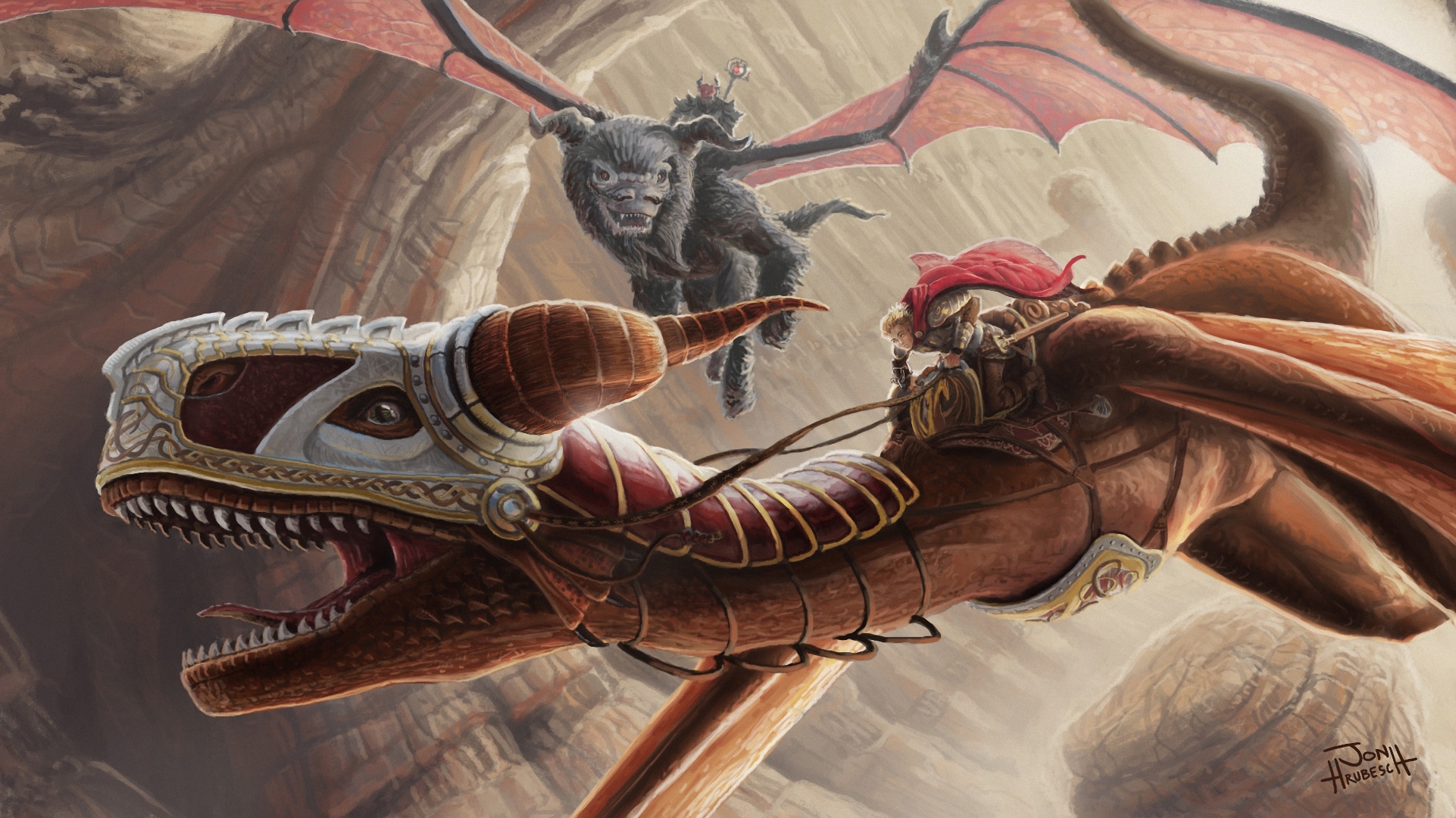 demon riding dragon