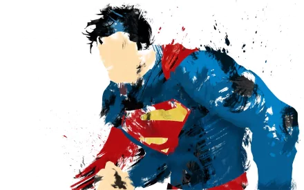 An artistic, abstract depiction of Superman in vibrant colors, showcasing his iconic suit. This HD wallpaper brings a dynamic comic essence to your desktop background.