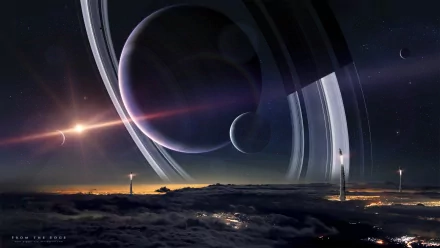 Sci Fi planetary ring HD Desktop Wallpaper | Background Image