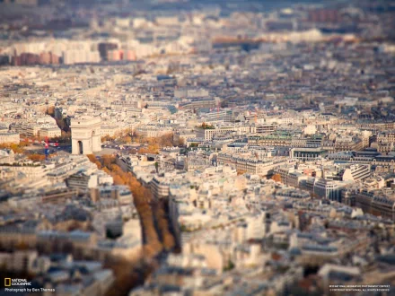 tilt shift Arc de Triomphe man made Paris HD Desktop Wallpaper | Background Image